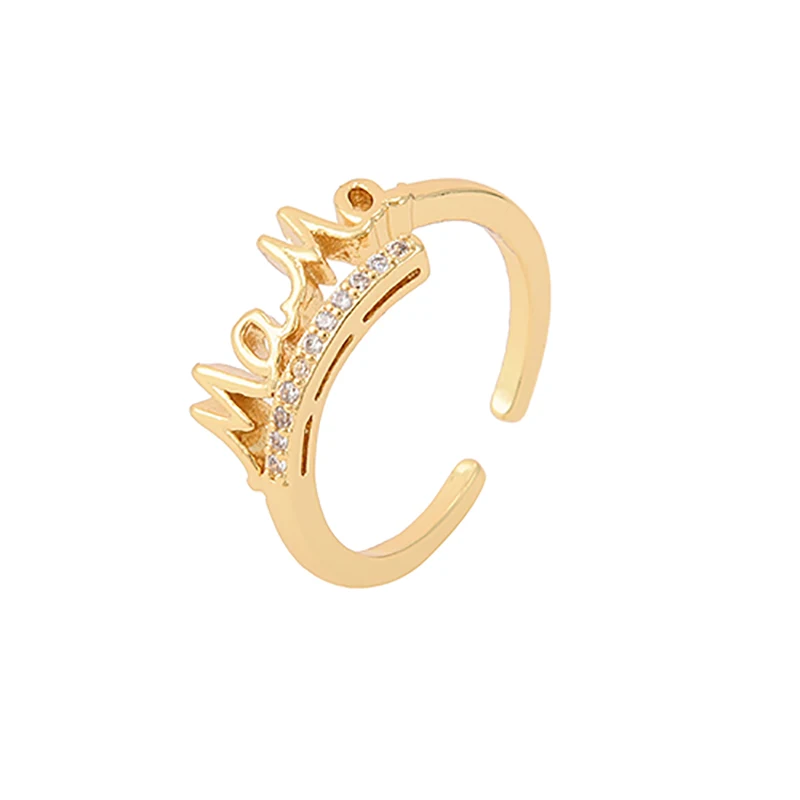 2021 Korean Female's AAA Zircon Ring Simple MOM Adjustable Opening Rings for Women Mother's Day Jewelry Gift