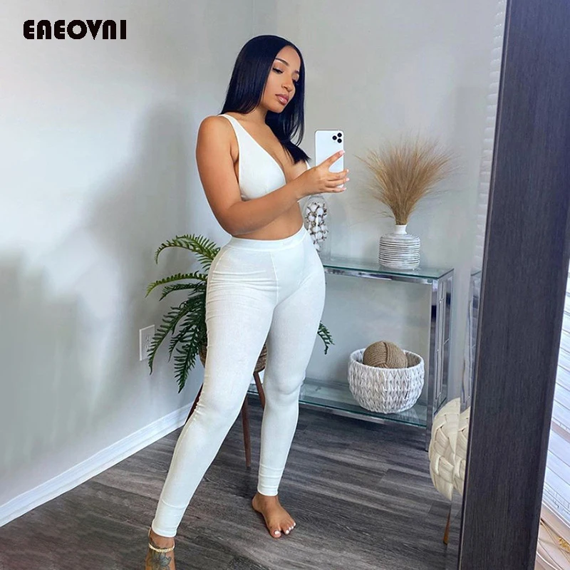 

Two Piece Set Women Sweatsuit Female Sportwear Backless Crop Top Leggings Women Outfits Ladies Tracksuit Summer Matching Sets