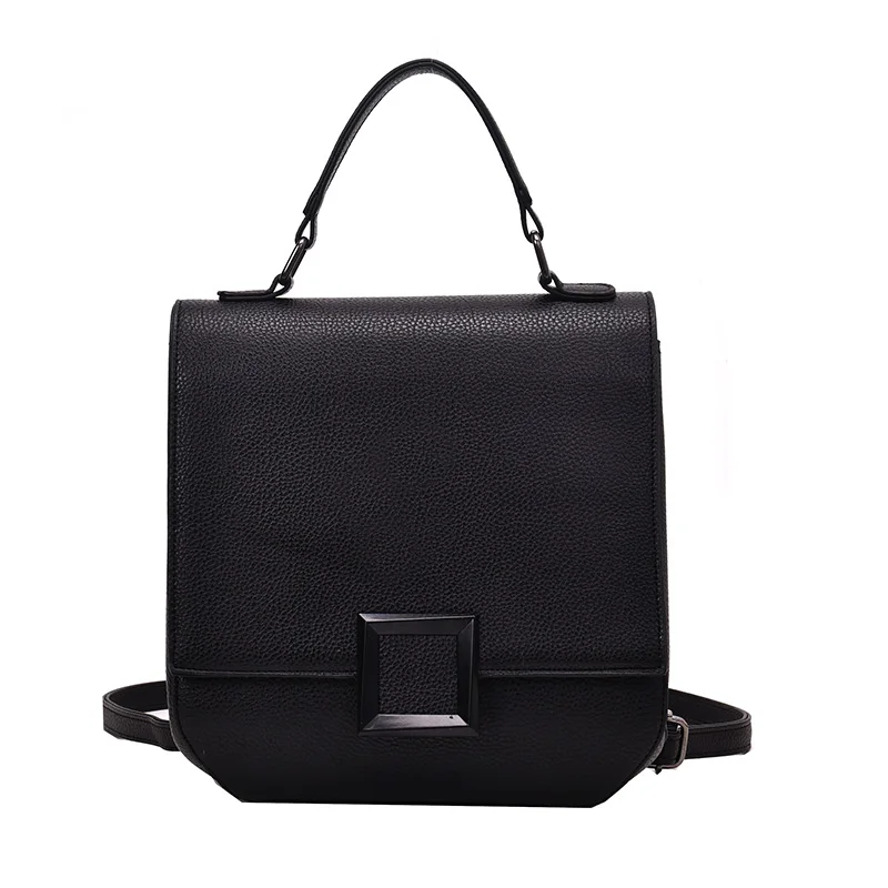 Women's PU Leather Backpack Door Lock Bag Casual Simple Double Shoulder Student Backpack Fashionable Large Capacity Travel Bag