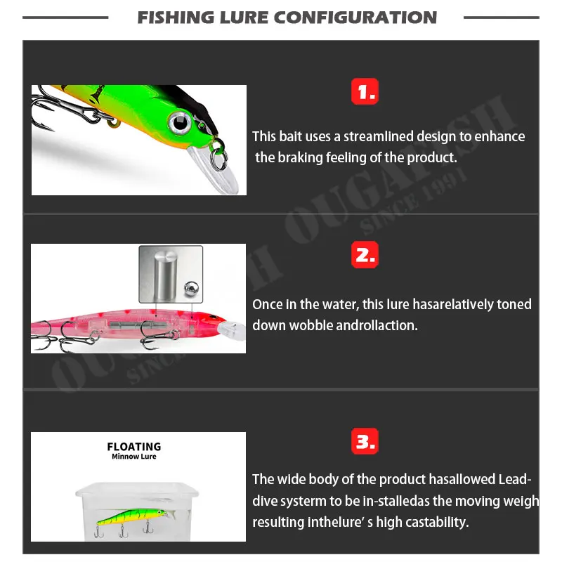 Fishing Accessories Minnow Lure 125mm 17.5g Floating 0.6-0.8m Isca Artificial Wobbler Pesca Seabass Fish Leurre Carnassier Goods