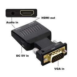 VGA Male To HDMI-compatible Female Converter with Audio Cables 480P/720P/1080P for PS3/4 HDTV Monitor Projector PC Laptop TV-Box