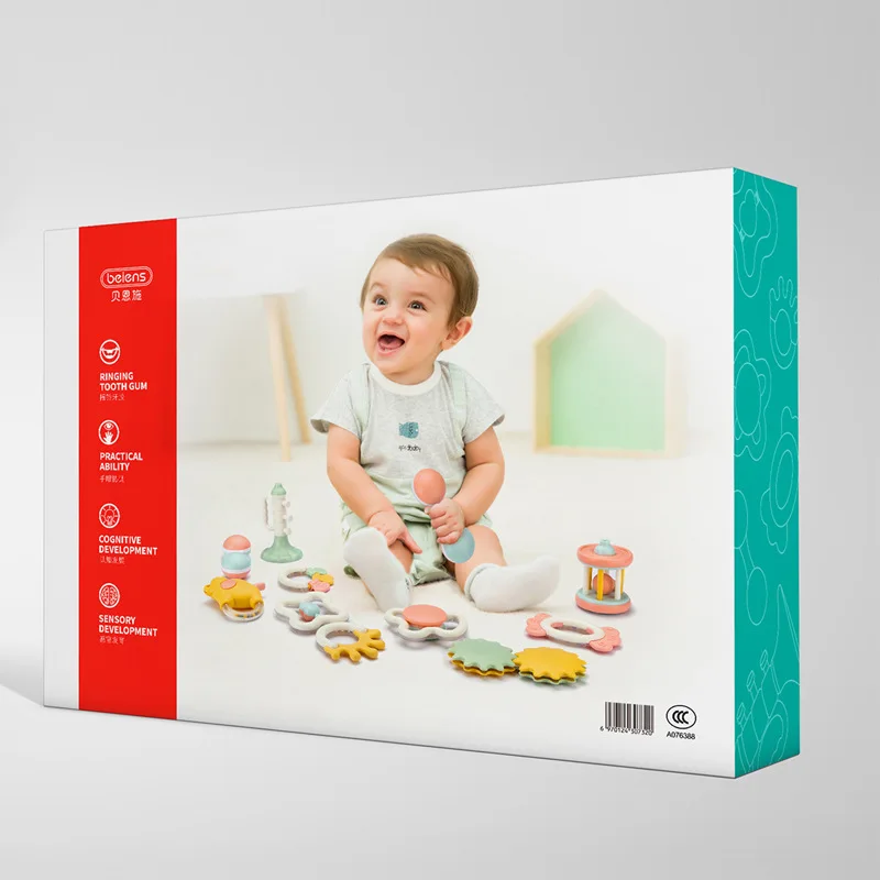 Beiens новые продукты Сакура красная погремушка 0-1 лет игрушки для новорожденных детей раннего возраста образовательный Прорезыватель