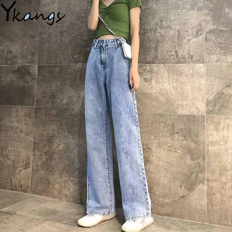 plus size wide leg denim pants