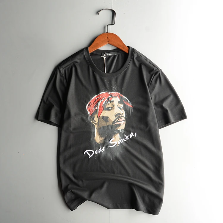Мужская футболка Тупак 2pac с принтом в стиле хип хоп коротким рукавом осенняя