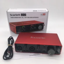 Обновленный Focusrite Scarlett 2i2 3-го поколения Профессиональный записывающий аудио интерфейс USB 2,0 Звуковая карта с предусилитель микрофона