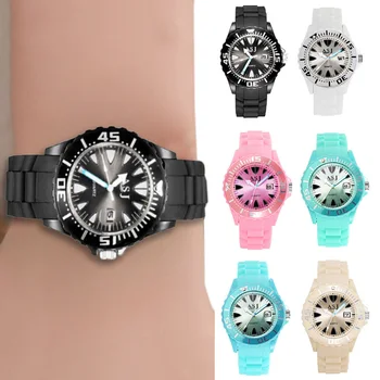

Unisex Casual Silicone Watches Student Quartz Watch Elegant Wrist Calendar Watch New Fashion for Boy Girl GK99