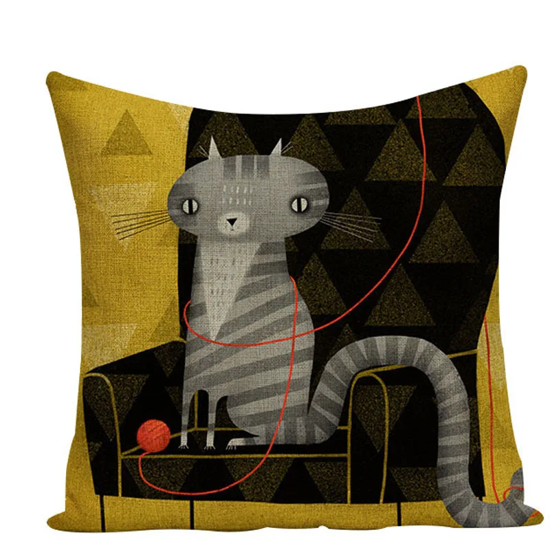 Персонализированные Cushionscartoon Черный Наволочка для подушки с кошкой подушки для дома Прямая доставка диванных подушек Альпака