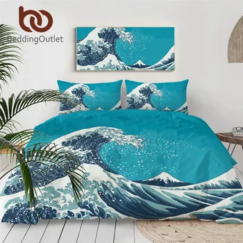 Japanese Wave Duvet Cover Set Sea Storm In Japan Traditional Drawing Foamy Great Waves Decorative 3 Piece Bedding Set Buy At The Price Of 82 83 In Aliexpress Com Imall Com