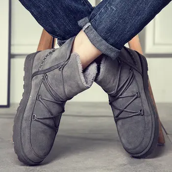 

Winter 2020 new arrival korean version snow boots boys designer cross tied mens suede velvet shoes