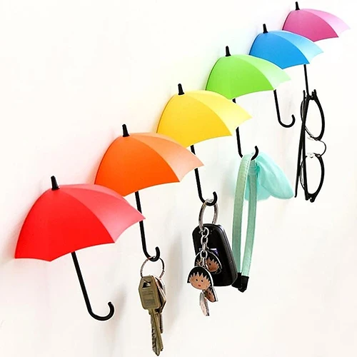 

3Pcs Colorful Umbrella Shape Wall Hooks Racks Hair Pin Key Hook Holder Wall Organizer Home Decoratiom Gifts