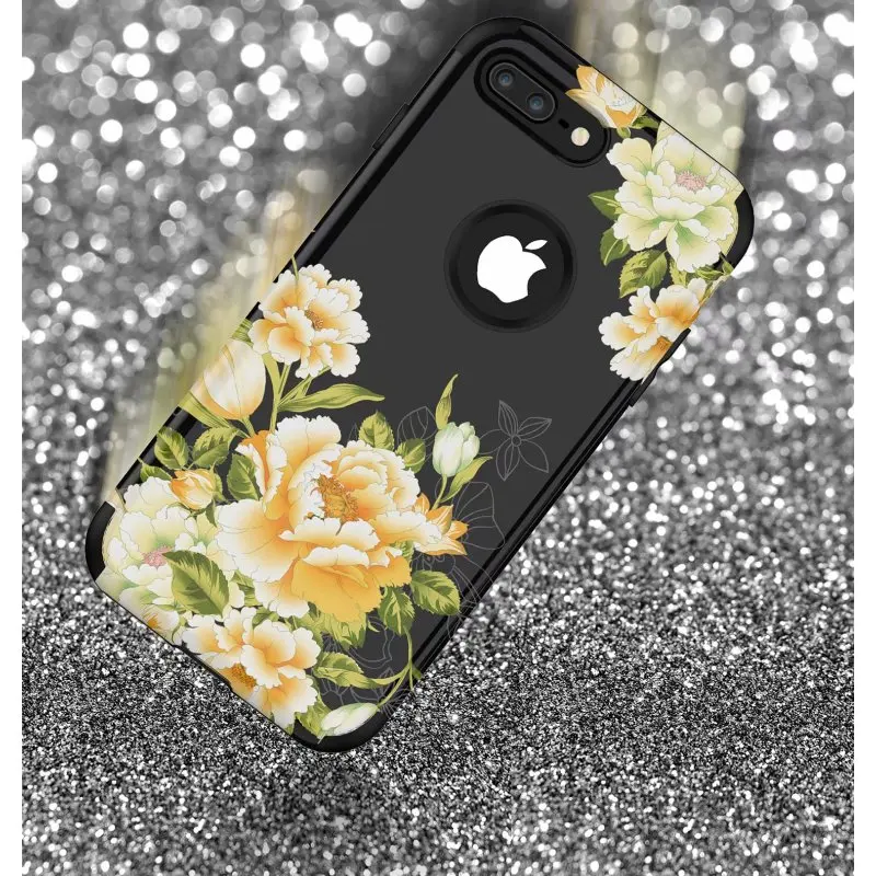 Роскошный чехол 3 в 1 для iPhone 11 pro Max 7 8 6 6s Plus X Xs max XR, Жесткий Чехол для телефона с цветочным рисунком, силиконовый бампер, противоударный чехол