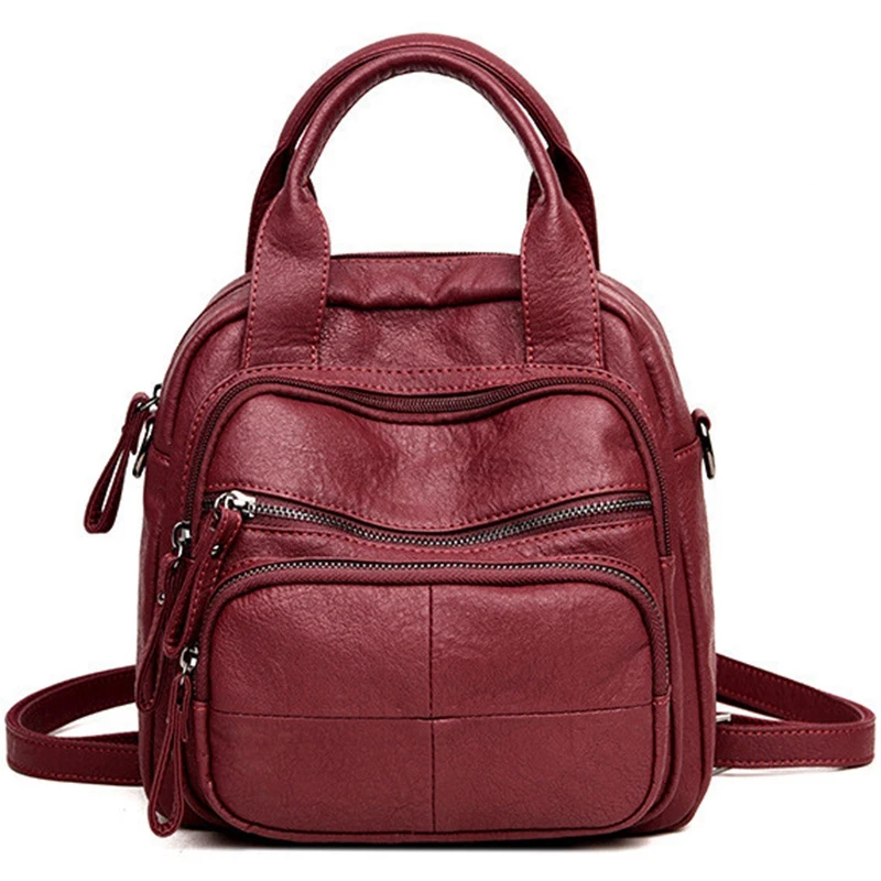 

ABSF Korean Version Of The Casual Soft PU Female Backpack Multi-Function Travel Bag Mini Backpack Mother And Lady Shoulder Bag