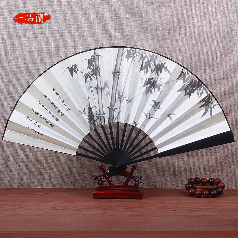 10 дюймов китайский Fanzi Античная складной веер мужские классические Hanfu большой Шелковый веер складной Ретро бамбуковый веер