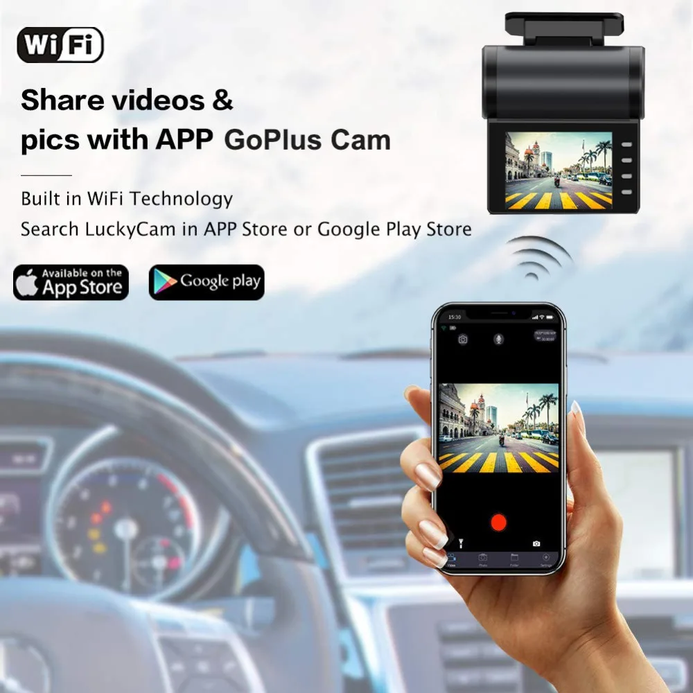 Conkim Dash Cam Mini G200+ Автомобильная камера wifi видео рекордер 2," дисплей 170 градусов широкий угол 1080P Full HD Авто Регистратор