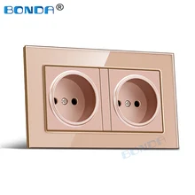 BONDA стандарт ЕС 16А электрическая двойная настенная розетка огнезащитное стекло/панель ПК AC 110-250V розетка питания