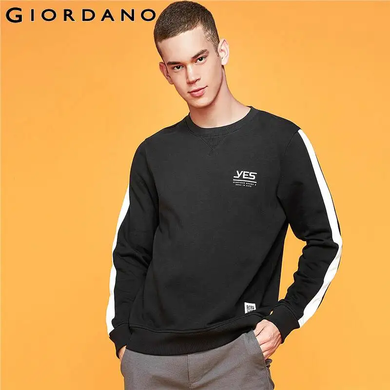 Свитшот Giordano мужской средней толщины пуловер с круглым вырезом и надписью