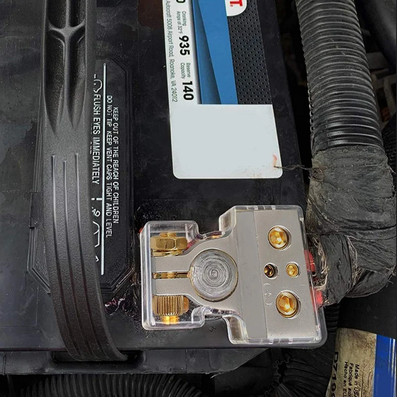 Комплект из 2 предметов, 0/4/8/10 калибровочных AWG Автомобильный Батарея терминальные разъемы с разделительные прокладки, положительные и отрицательные хром Батарея терминалы