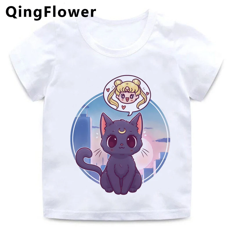 Camisa dos desenhos animados da lua do marinheiro harajuku engraçado t crianças bonito usagi anime japonês camiseta kawaii gráfico tshirt verão superior t crianças