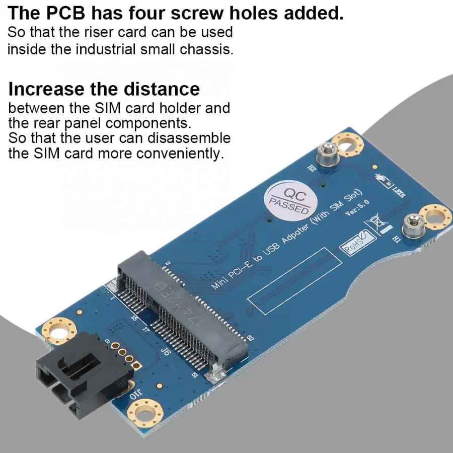Мини PCI-E к USB2.0 светодиодный дисплей без драйвера макетная плата для 30x50-51mm 3g 4G модули