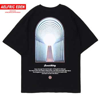 

Aelfric Eden Hip Hop Casual T Shirt Men 2020 Ladder Gate Print Tops Tees Harajuku Loose Cotton Short Sleeve Fashion Streetwear