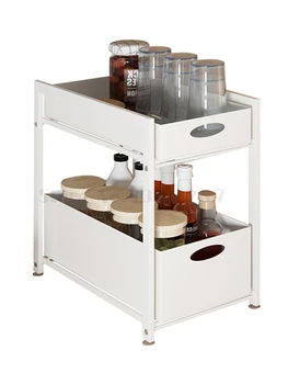 

Kitchen shelf floor type kitchen push-pull receptacle retractable sundries cabinet supplies sink finishing rack