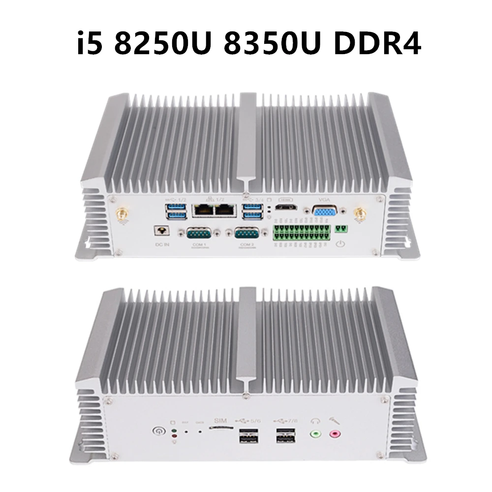 i5 8250U 8350U DDR4 Безвентиляторный промышленный ПК Intel i5 8350U i7 7500U Настольный Мини компьютер Linux Ubuntu(убунту-операционная система 6* COM 8* USB 2* LAN HDMI VGA GPIO DDR4 SIM 4 аппарат не привязан к оператору сотовой связи - Цвет: i5 8250U 8350U DDR4