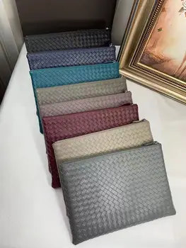 

2019 brand style popular handbag woven bag sheepskin leather women's bag zipper handbag handbag Clutch