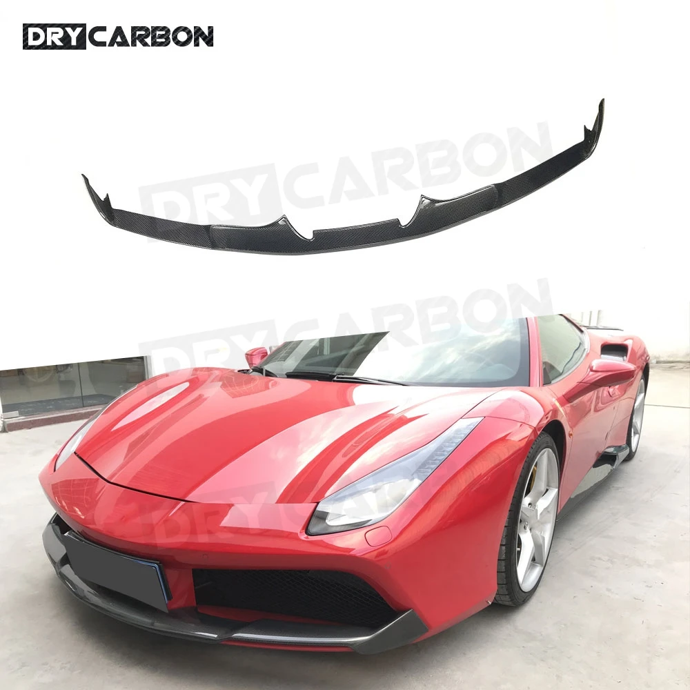 

Dry Carbon Fiber Car Front Bumper Lip Chin Spoiler FRP Unpainted Black Bumper Cover case for Ferrari 488 N Style 2015-2018 FRP
