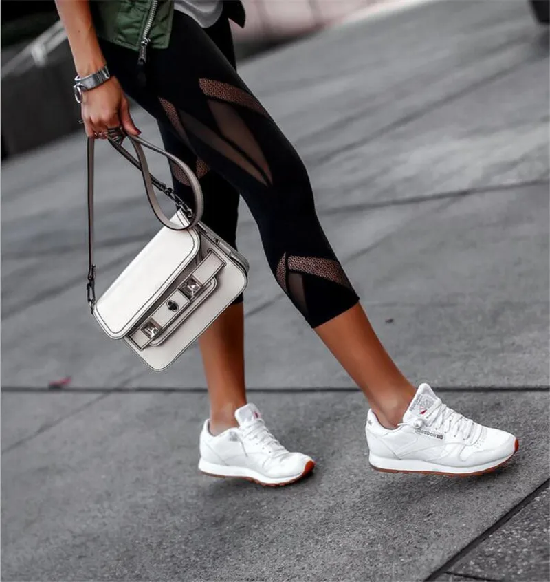 

Women Sweatpants Mesh Patchwork Design See Through Elastic Waist Pencil Pants Female Summer Skinny Hip Trousers for Streetwear