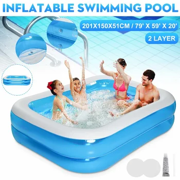 

Kids Inflatable Swimming Pool Adults Children's Pool Bathing Tub Home Use Outdoor Indoor Inflatable Square Swimming Pool