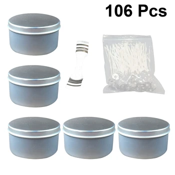 

1 Pack 106pcs Light Candle Tins Round Containers with Slip-On Lids for Party Favors Candle Making Spices Gifts (5pcs 7.5x5.5cm T