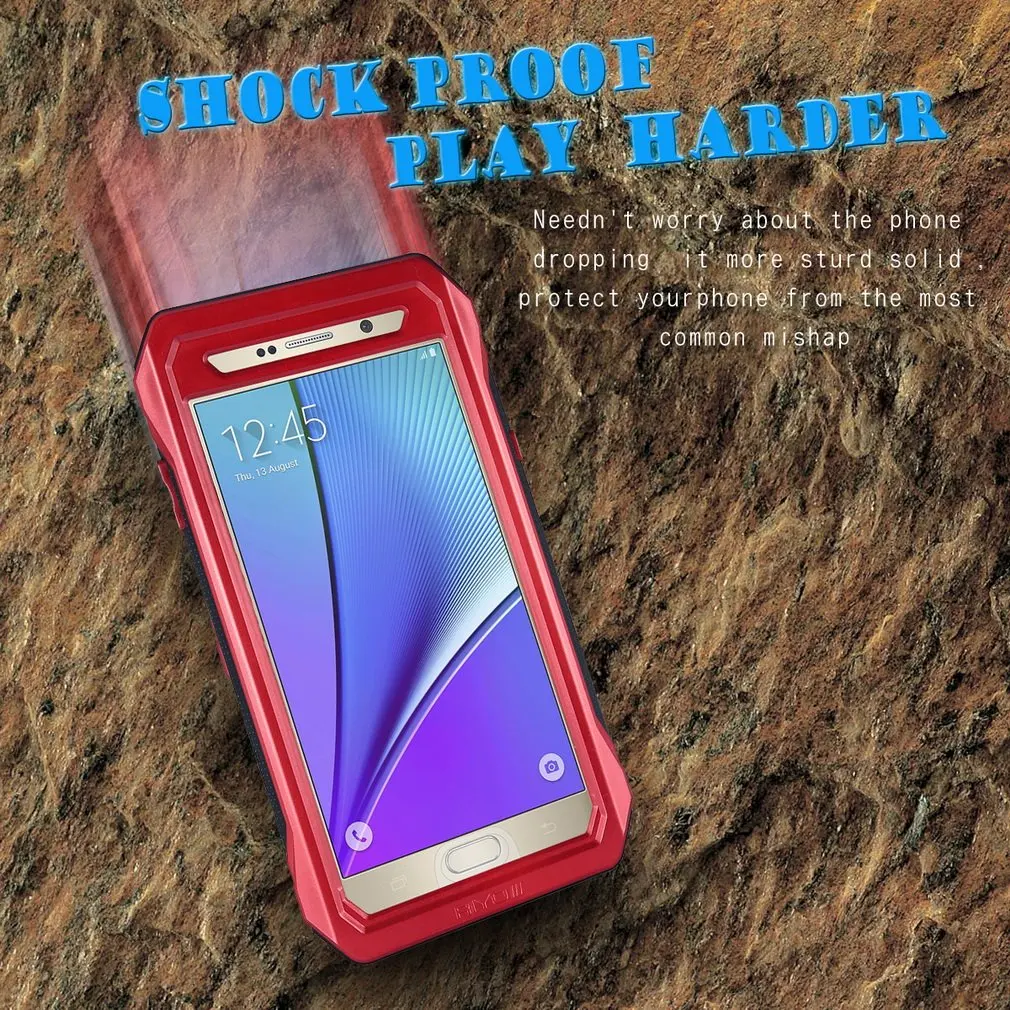 Waterproof Shockproof Dirt Snow Proof Case Cover W/Stand for Samsung Note5 - Цвет: Red