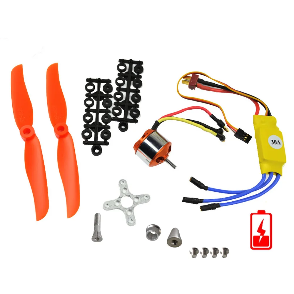 A2212 A2217 1400KV 2200KV бесщеточный двигатель 2212 6 + 30A ESC Мотор 6035 пропеллер SG90 9G микро для