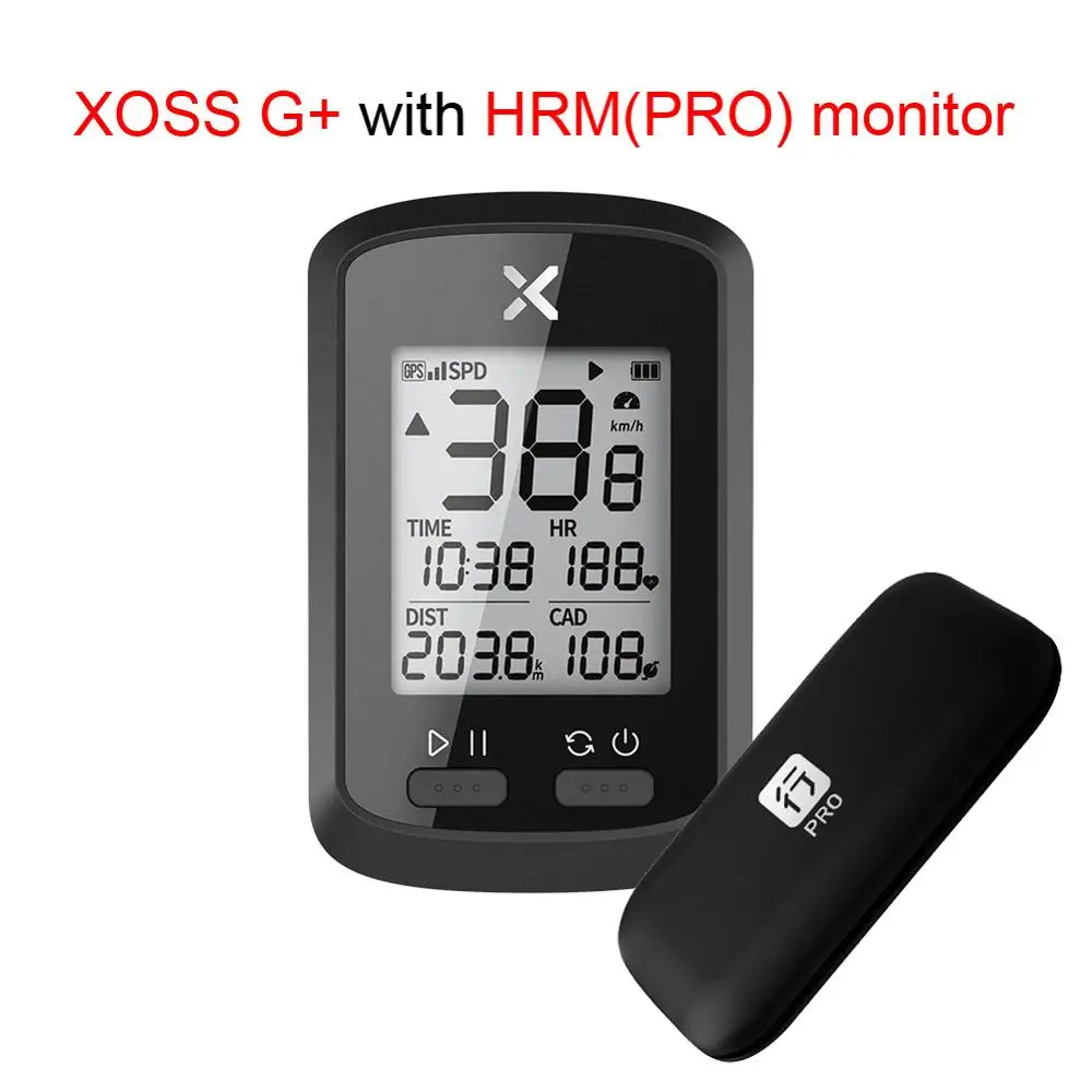 With HRM Monitor XOSS экономичный gps отслеживающий велосипедный компьютер 1," ЖК-подсветка запись данных IPX7 водонепроницаемый - Цвет: With HRM Monitor