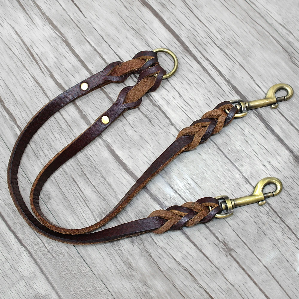 

Real Leather Dog Double Leashes Coupler 2 Way Dogs Leashes Pet Couplers Walking Leads For Two Dogs Pitbull dog collar