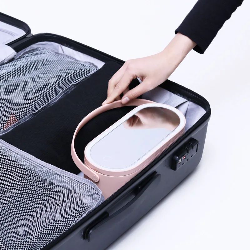 

MUID New Products Portable Cosmetic Box Light Included LED Desktop Storage Makeup Mirror Thing Dual Purpose