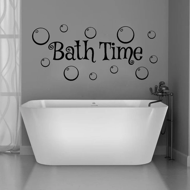 Sticker mural salle de bain temps de bain citations bulles salle