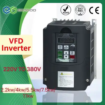 

4kw VFD step up voltage converter inverter 220v to 380v single phase 220V converter to three phase 380v AC power transformer