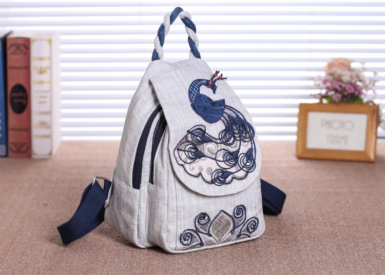 Fashion national animal string appliques women shopping backpacks!Nice embossing lady double-layer backrack Hot canvas backruck