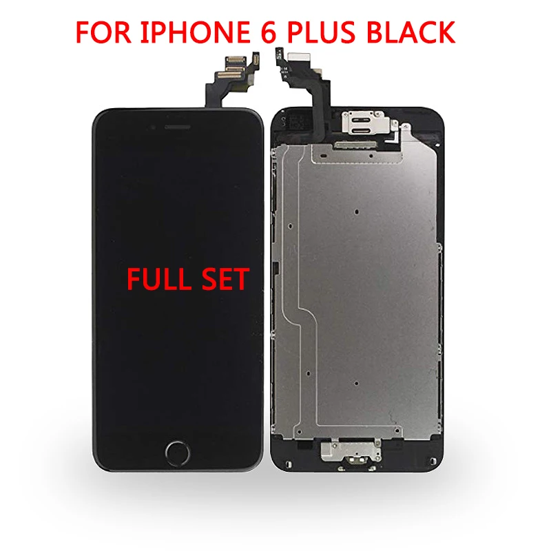 Для iPhone 6 6s 6P 6s P ЖК полный комплект ЖК-экран дигитайзер сенсорный экран pantalla Полная замена Кнопка камера 6 6s ЖК - Цвет: 6 plusBlackfullset