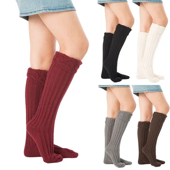 

1 Pair Knitting Sock Stretchy Warm Solid Color Soft Breathable for Rain Boots Liners GDD99