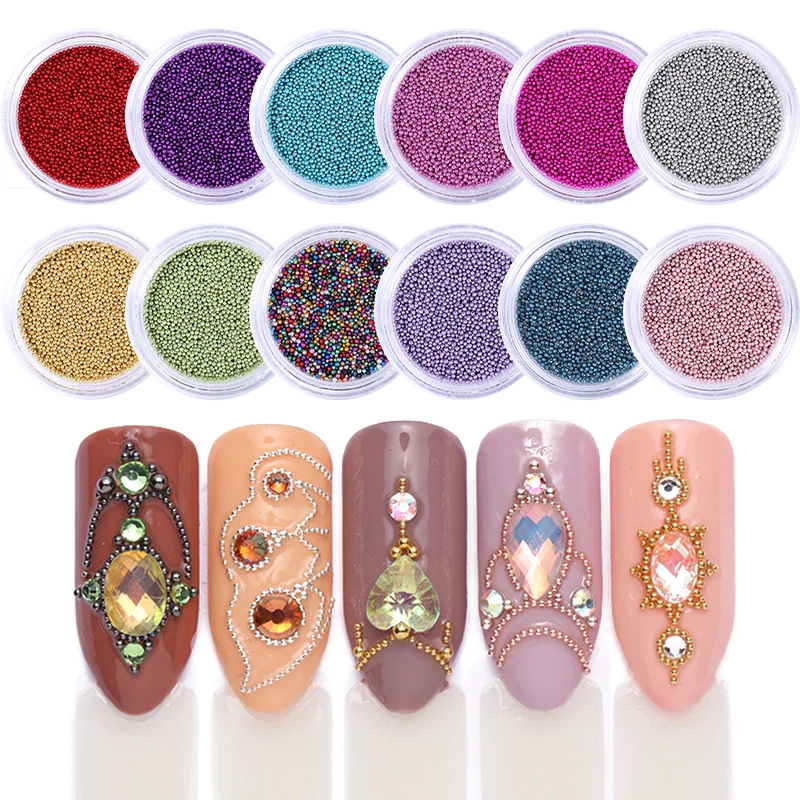 

3D Nail Art Zircon Steel Beads Jewelry Decorations Mixed Colorful Balls Nails Accessories Nail Art Tips DIY Designs 5g