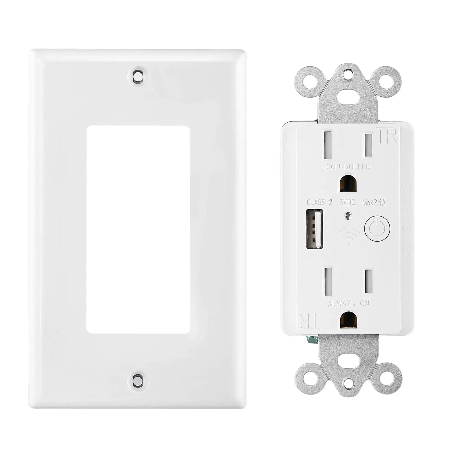 Интеллектуальная беспроводная(Wi-Fi) usb-розетки США Электрический 2 Way розетки 10A 5V 2.4A USB Порты и разъёмы Зарядное Устройство удаленного Управление Изготовитель: Tuya APP Alexa Google Home