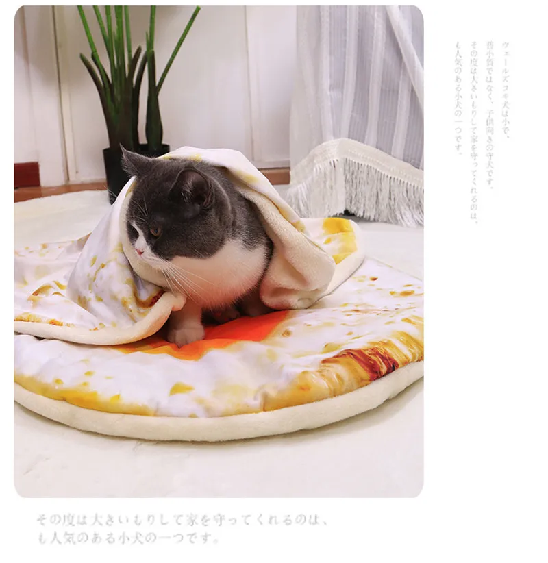 Новая кровать для домашних животных для собак, кошек, коврик для собак, одеяло для собачьей клети, конуры, Тедди, четыре сезона, Прочные мягкие тосты, хлеб и яйца в паше, коврики для пиццы