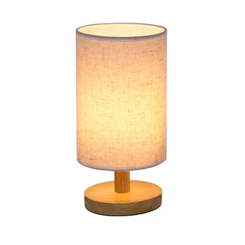 

Modern Bedside Linen Fabric College Dorm Simple Living Room USB Port Night Light Table Lamp Round Led Home Decor Stand Office
