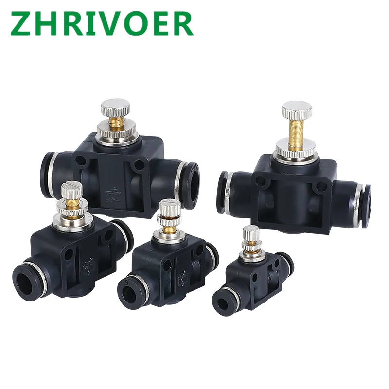 OD Tube Flow control Throttle valve Pneumatic Fittings Pneumatic type speed control connector Black DSA 4 6 8 10 12MM