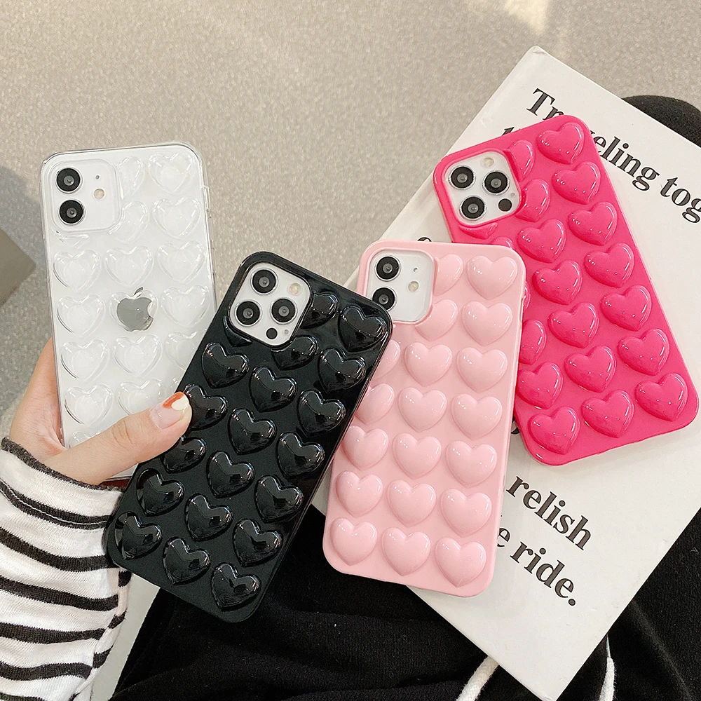 Lovecom Cute 3d Love Heart Candy Color Phone Case For Iphone 12 Mini 12 11  Pro Max Xr X Xs Max 7 8 6s Plus Case Soft Back Cover - Mobile Phone Cases &  Covers - AliExpress