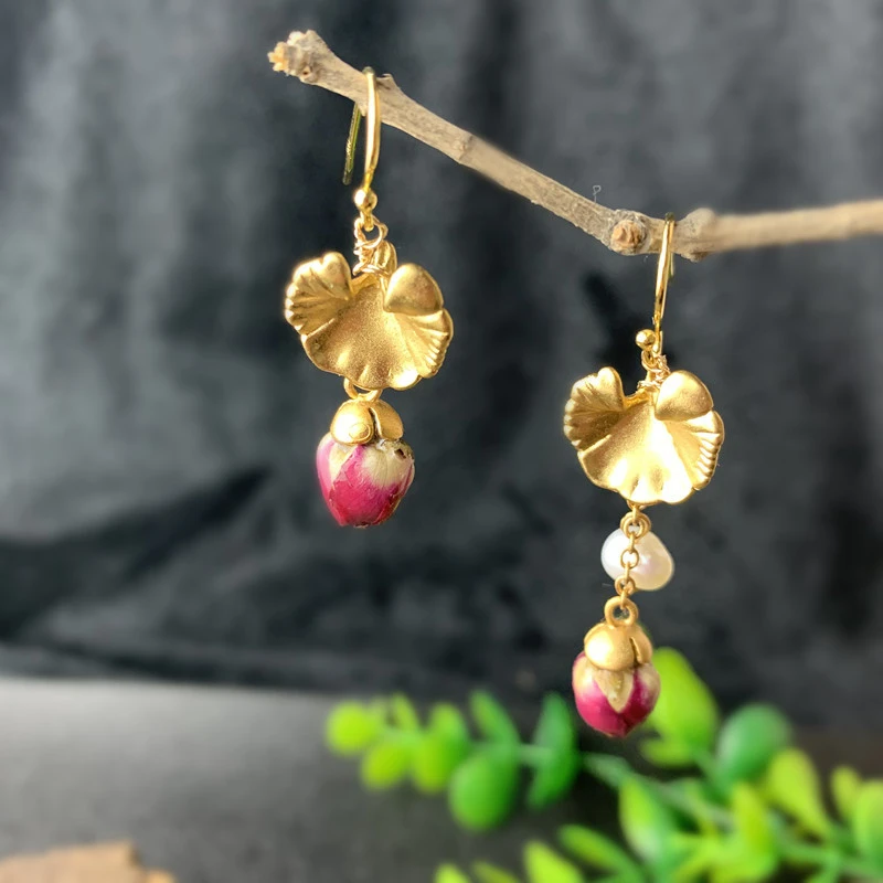 Natural Fresh Water Baroque Pearl Handmade Really Flower Drop Earrings For Women Custom Party Jewelry G0492 | Украшения и