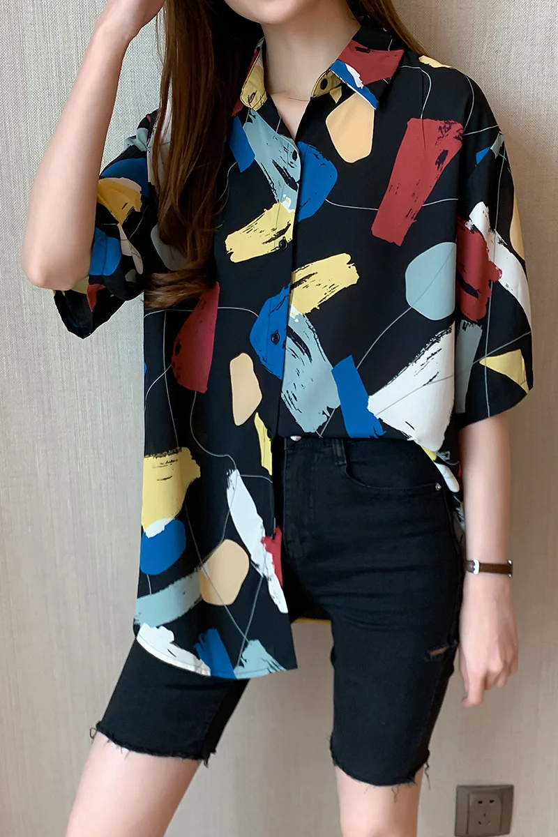 2020 New Summer Korean Shirts and Blouse Womens Streetwear Modis Ladies Tie Dye Shirt Women Tops Blusas Feminine Harajuku Shirt