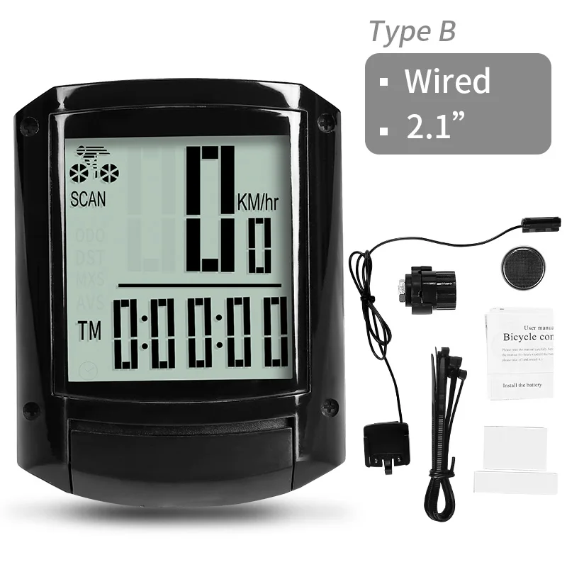 B-White-Wired INBIKE, 2,8 дюймов, велосипедный беспроводной компьютер, непромокаемый, многофункциональный, для езды на велосипеде, одометр, велосипедный спидометр, секундомер, подсветка - Цвет: B-White-Wired